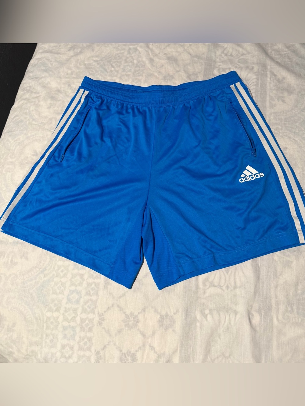 adidas Royal Blue Men's Athletic Shorts with White Three-Stripes size XL